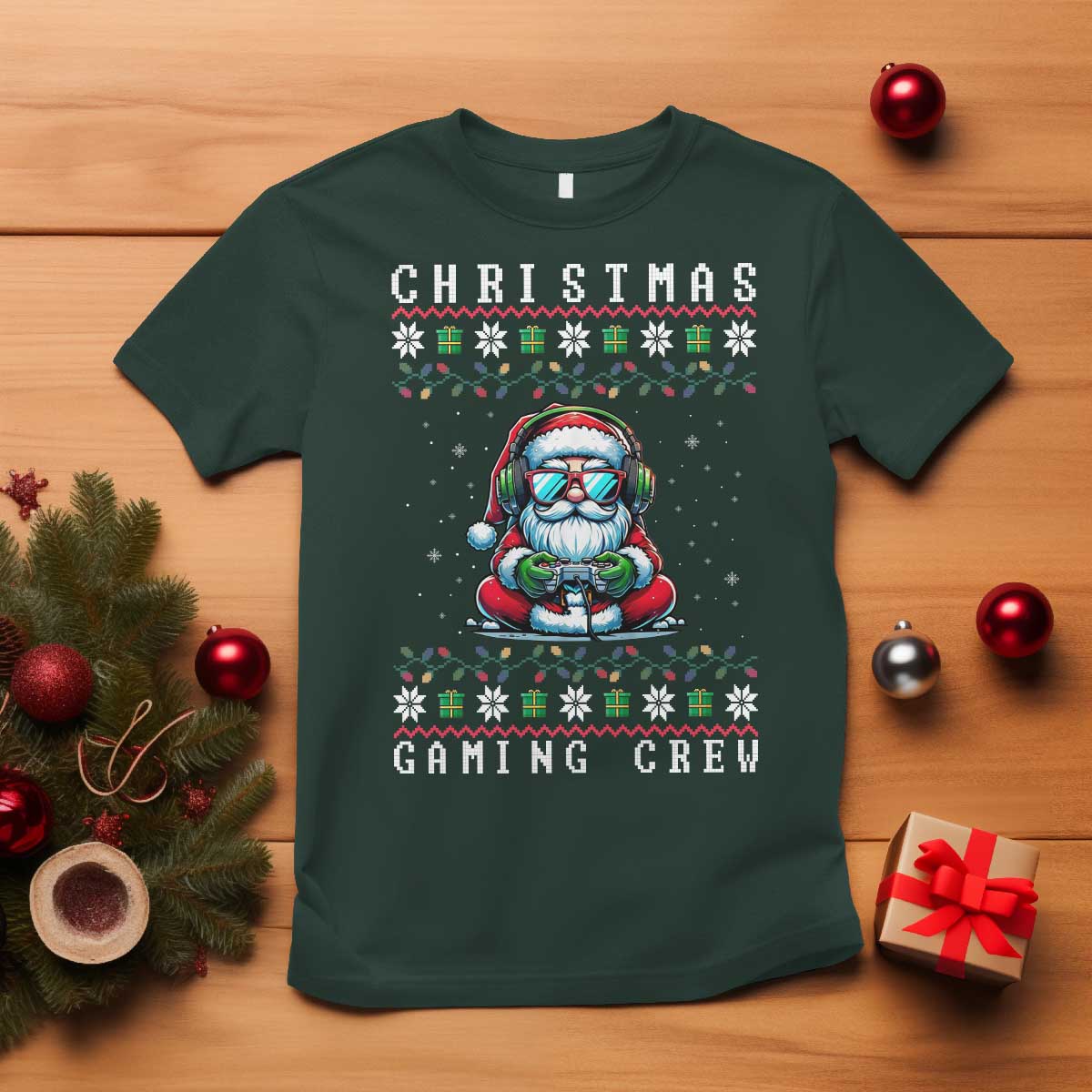 Santa Claus Gamer T Shirt Christmas Gmaing Crew - Wonder Print Shop