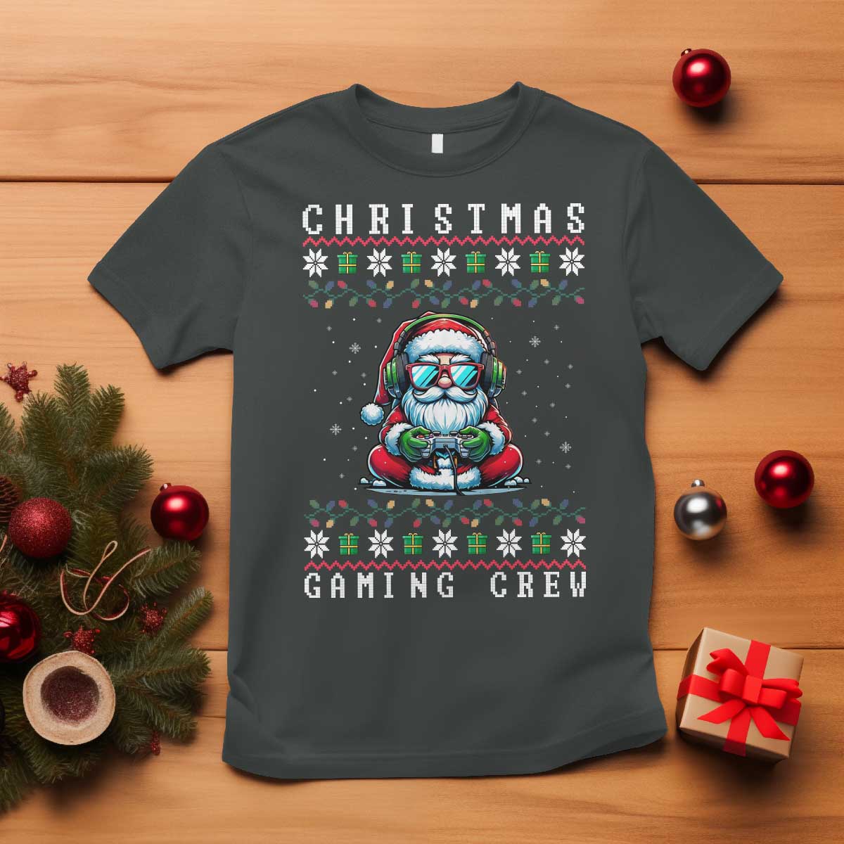 Santa Claus Gamer T Shirt Christmas Gmaing Crew - Wonder Print Shop
