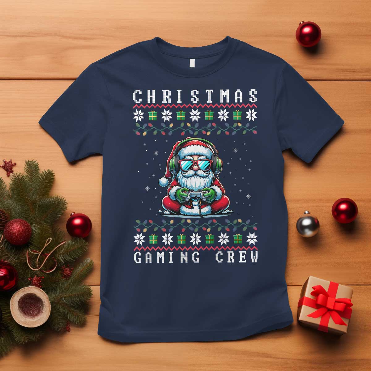 Santa Claus Gamer T Shirt Christmas Gmaing Crew - Wonder Print Shop