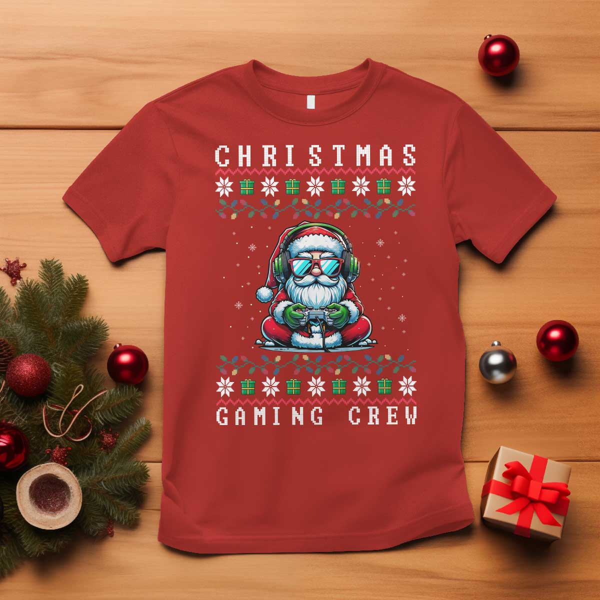 Santa Claus Gamer T Shirt Christmas Gmaing Crew - Wonder Print Shop