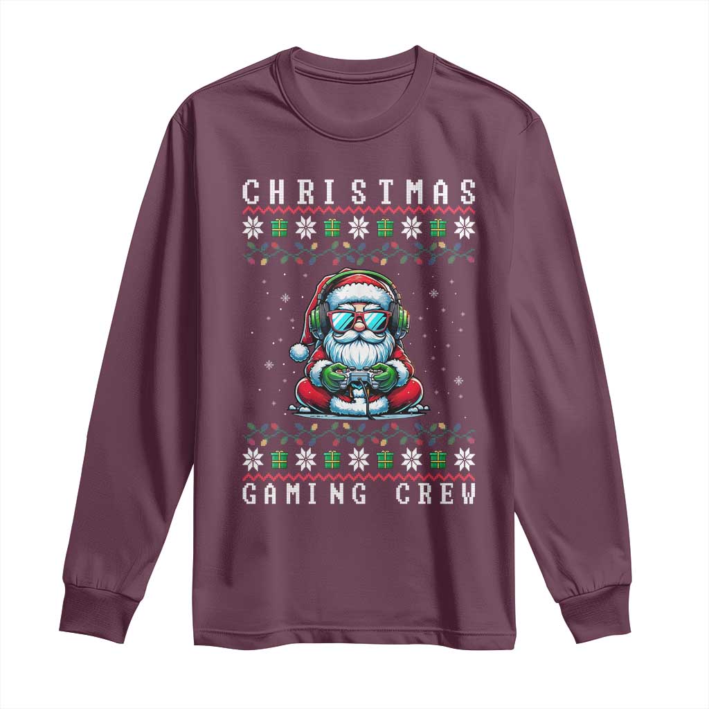 Santa Claus Gamer Long Sleeve Shirt Christmas Gmaing Crew - Wonder Print Shop
