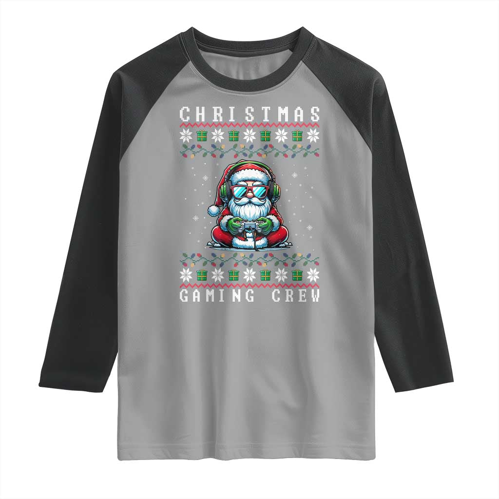 Santa Claus Gamer Raglan Shirt Christmas Gmaing Crew - Wonder Print Shop