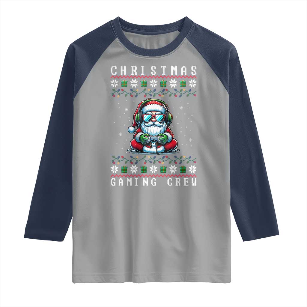 Santa Claus Gamer Raglan Shirt Christmas Gmaing Crew - Wonder Print Shop