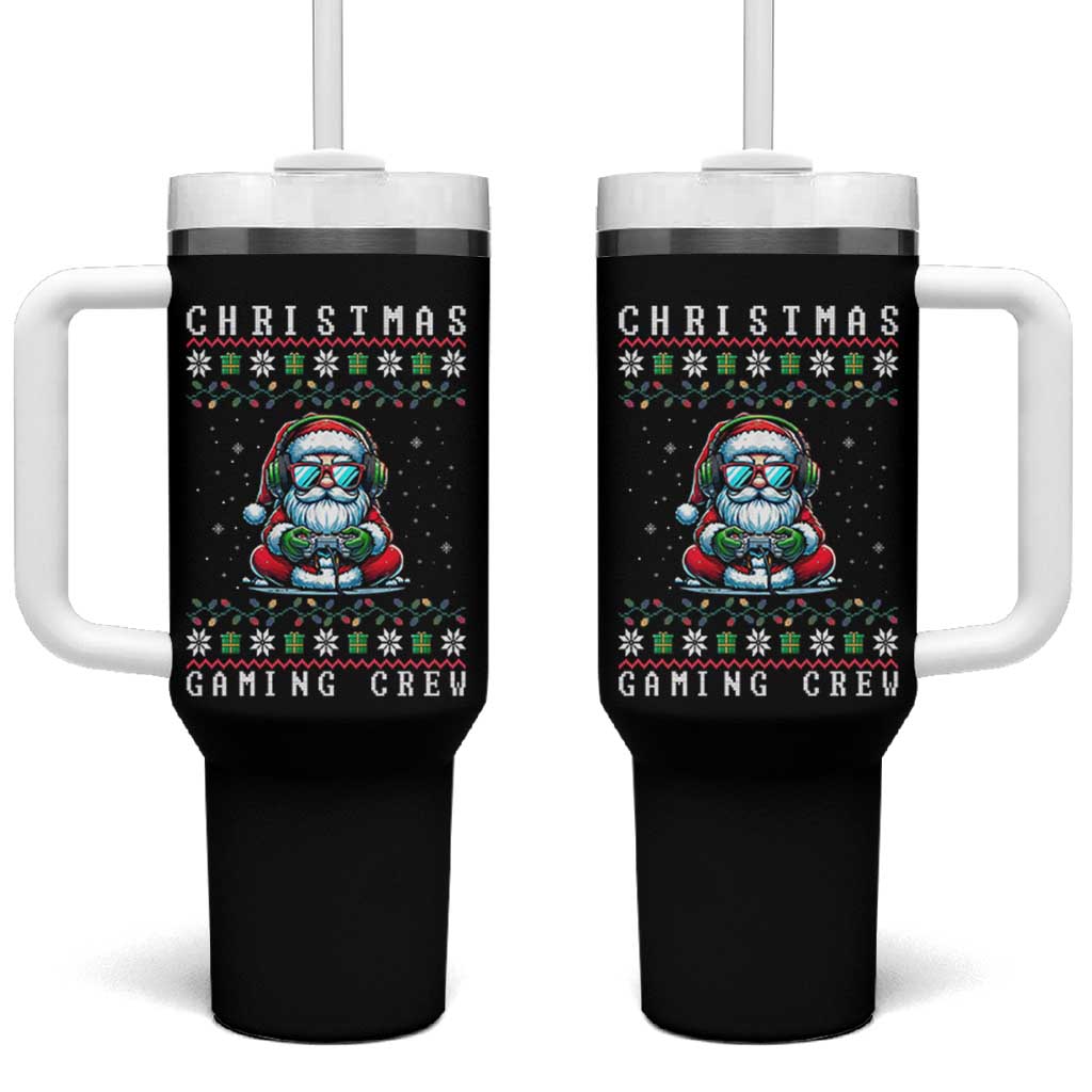 Santa Claus Gamer Tumbler With Handle Christmas Gmaing Crew - Wonder Print Shop