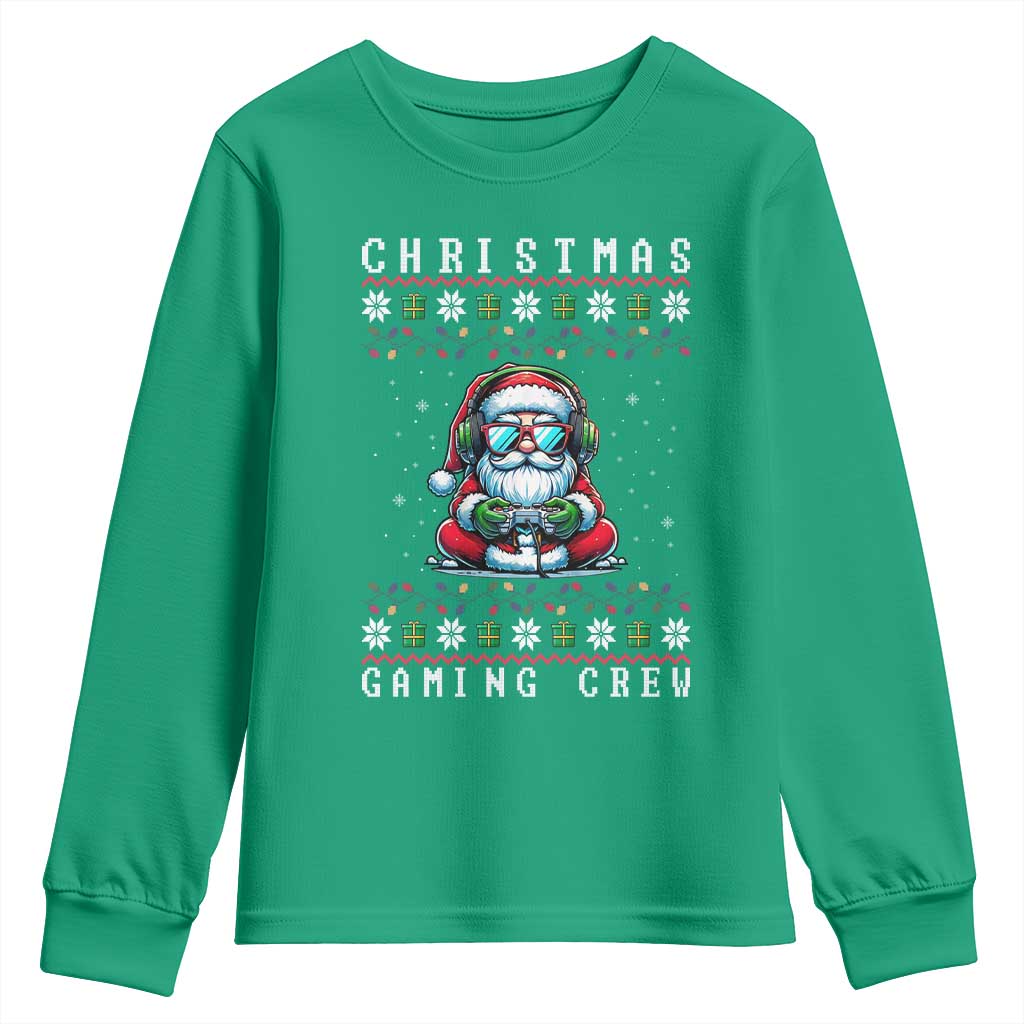 Santa Claus Gamer Youth Sweatshirt Christmas Gmaing Crew - Wonder Print Shop
