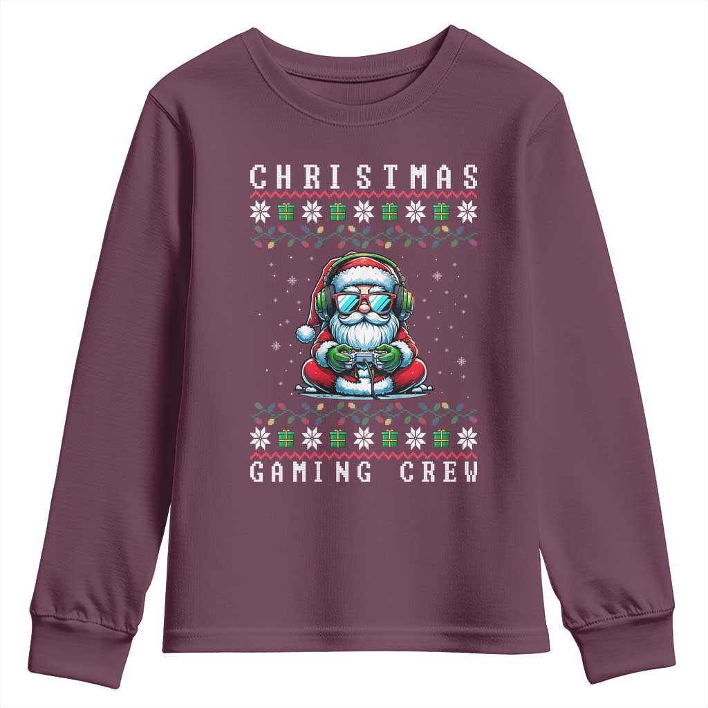 Santa Claus Gamer Youth Sweatshirt Christmas Gmaing Crew - Wonder Print Shop