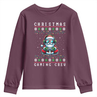 Santa Claus Gamer Youth Sweatshirt Christmas Gmaing Crew - Wonder Print Shop
