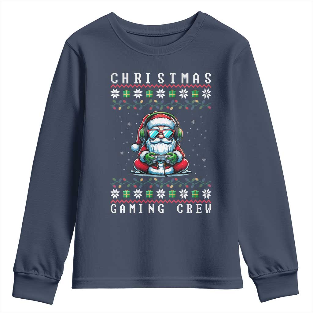 Santa Claus Gamer Youth Sweatshirt Christmas Gmaing Crew - Wonder Print Shop