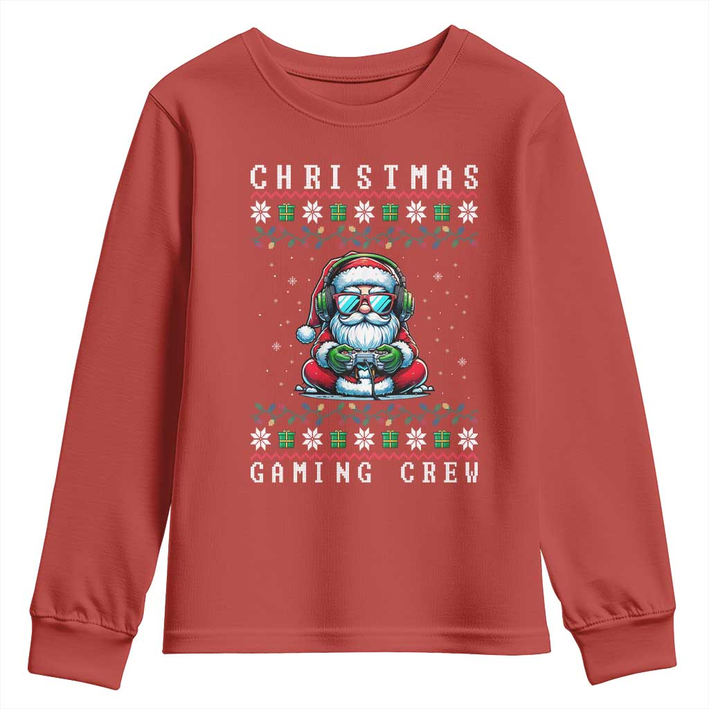 Santa Claus Gamer Youth Sweatshirt Christmas Gmaing Crew - Wonder Print Shop