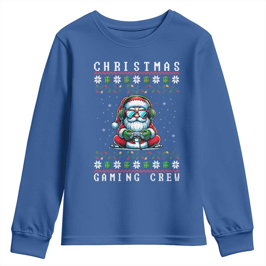 Santa Claus Gamer Youth Sweatshirt Christmas Gmaing Crew - Wonder Print Shop