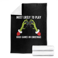 Funny Elf Hand Christmas Throw Blanket Most Likely To Play Video Games On Christmas - Wonder Print Shop