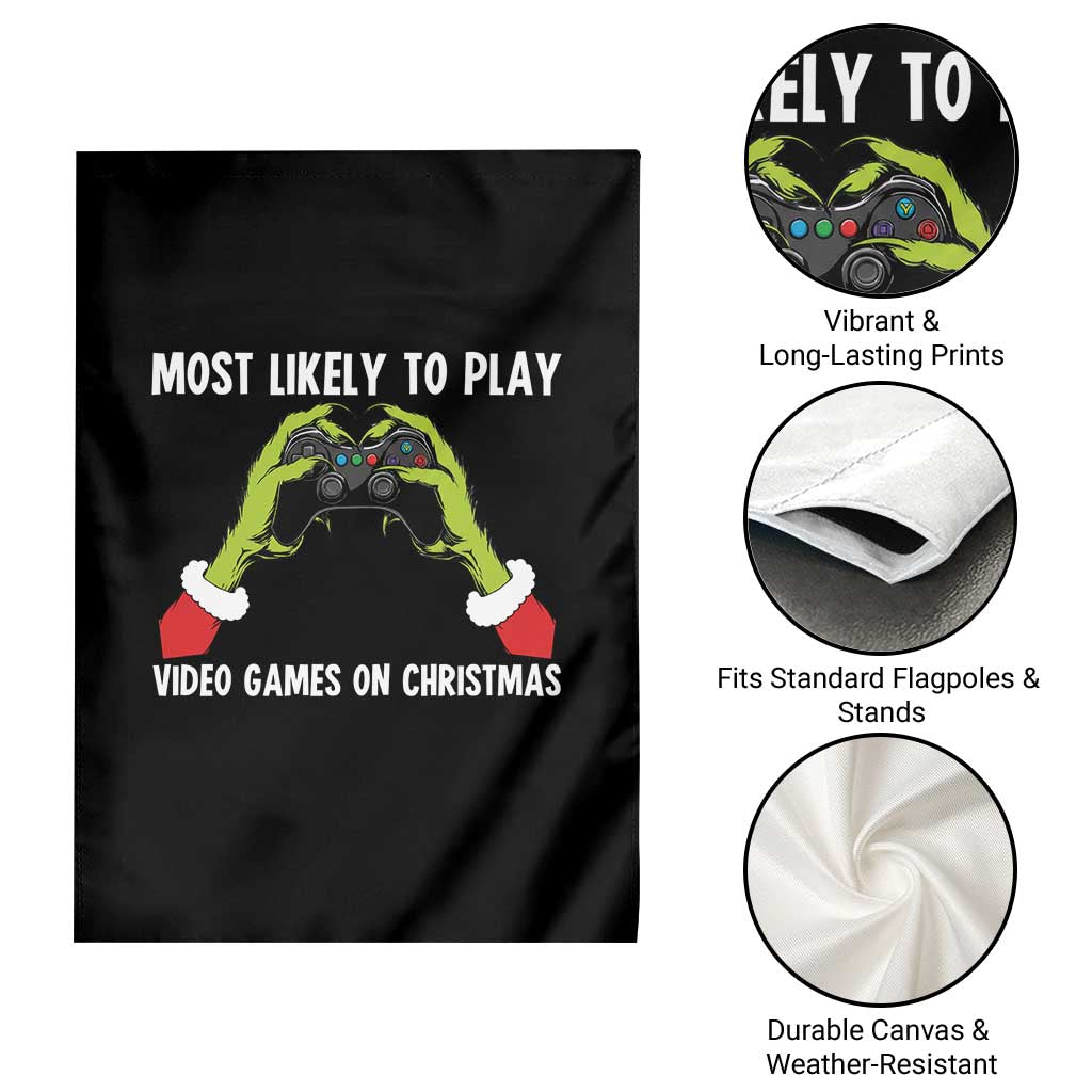 Funny Elf Hand Christmas Garden Flag Most Likely To Play Video Games On Christmas - Wonder Print Shop