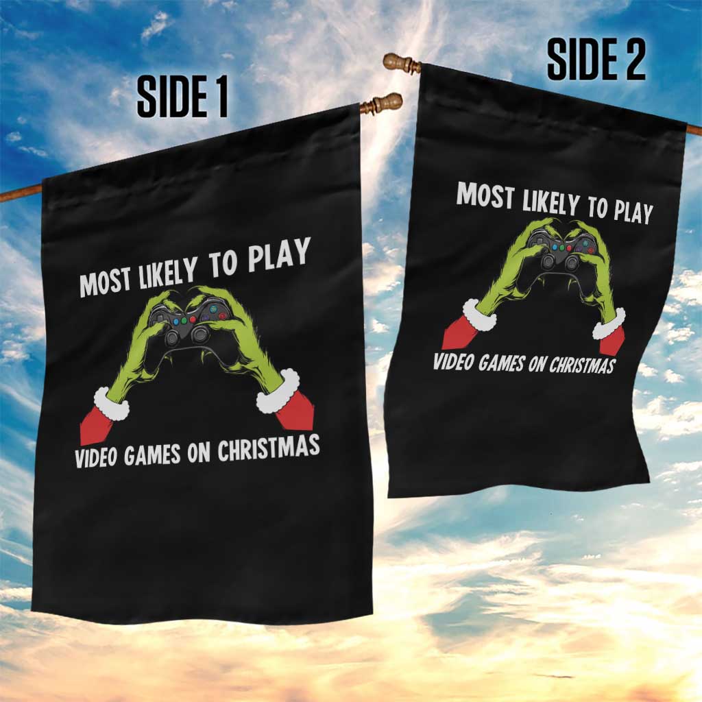 Funny Elf Hand Christmas Garden Flag Most Likely To Play Video Games On Christmas - Wonder Print Shop