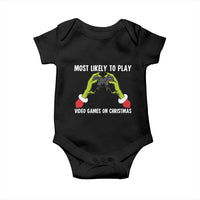 Funny Elf Hand Christmas Baby Onesie Most Likely To Play Video Games On Christmas - Wonder Print Shop