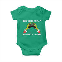 Funny Elf Hand Christmas Baby Onesie Most Likely To Play Video Games On Christmas - Wonder Print Shop
