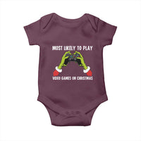 Funny Elf Hand Christmas Baby Onesie Most Likely To Play Video Games On Christmas - Wonder Print Shop