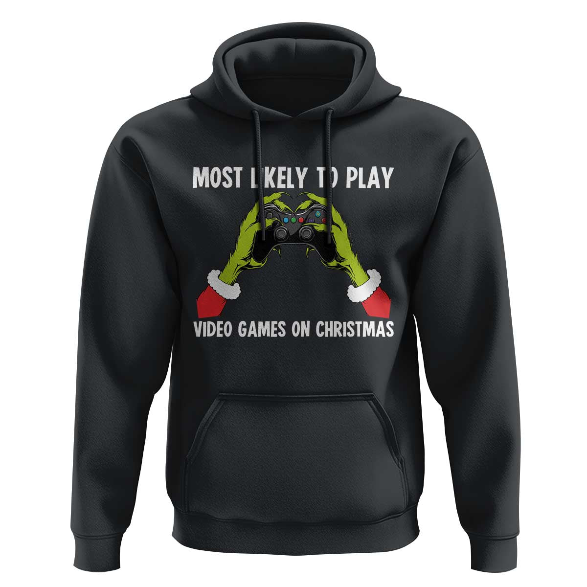 Funny Elf Hand Christmas Hoodie Most Likely To Play Video Games On Christmas - Wonder Print Shop