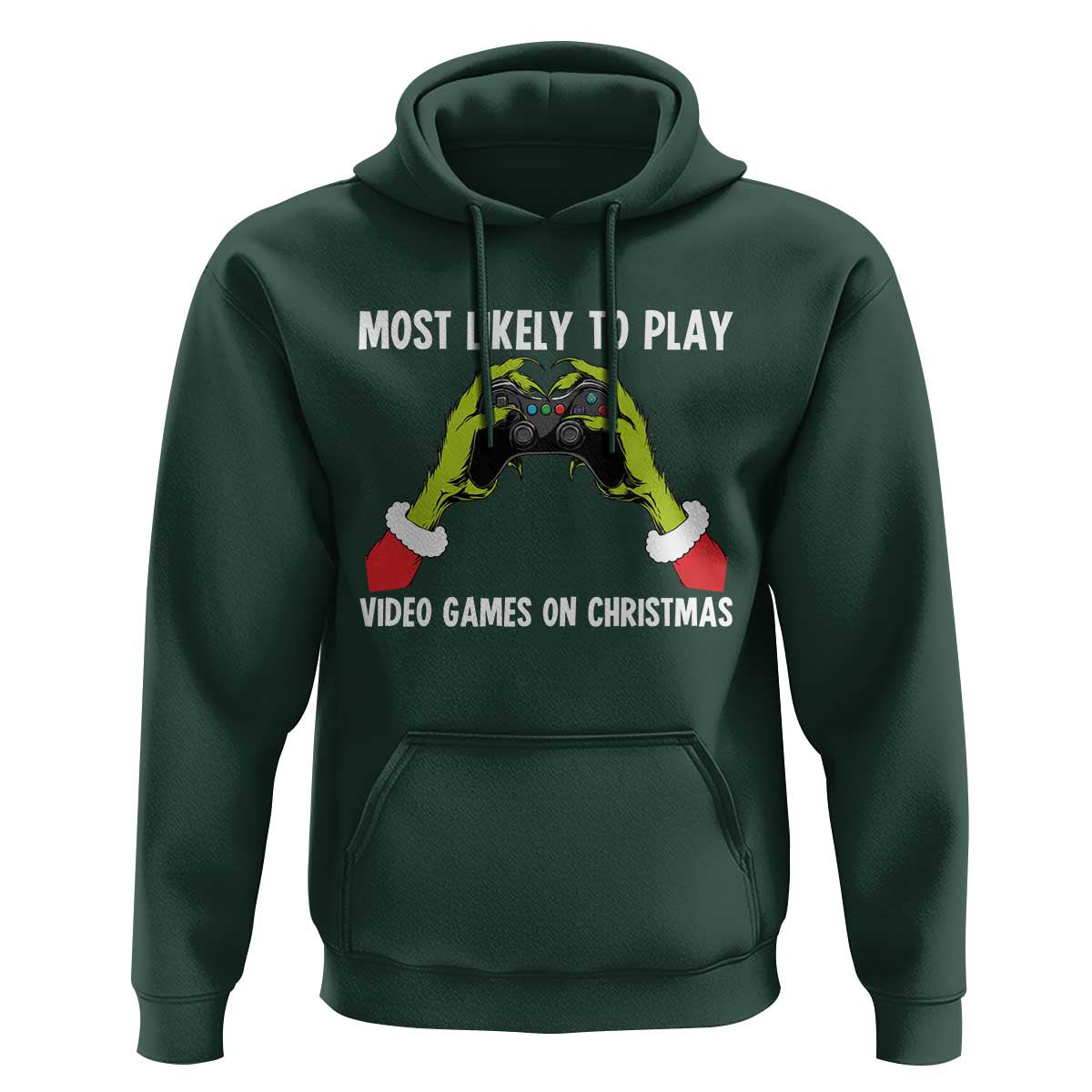 Funny Elf Hand Christmas Hoodie Most Likely To Play Video Games On Christmas - Wonder Print Shop