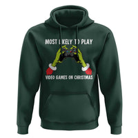 Funny Elf Hand Christmas Hoodie Most Likely To Play Video Games On Christmas - Wonder Print Shop