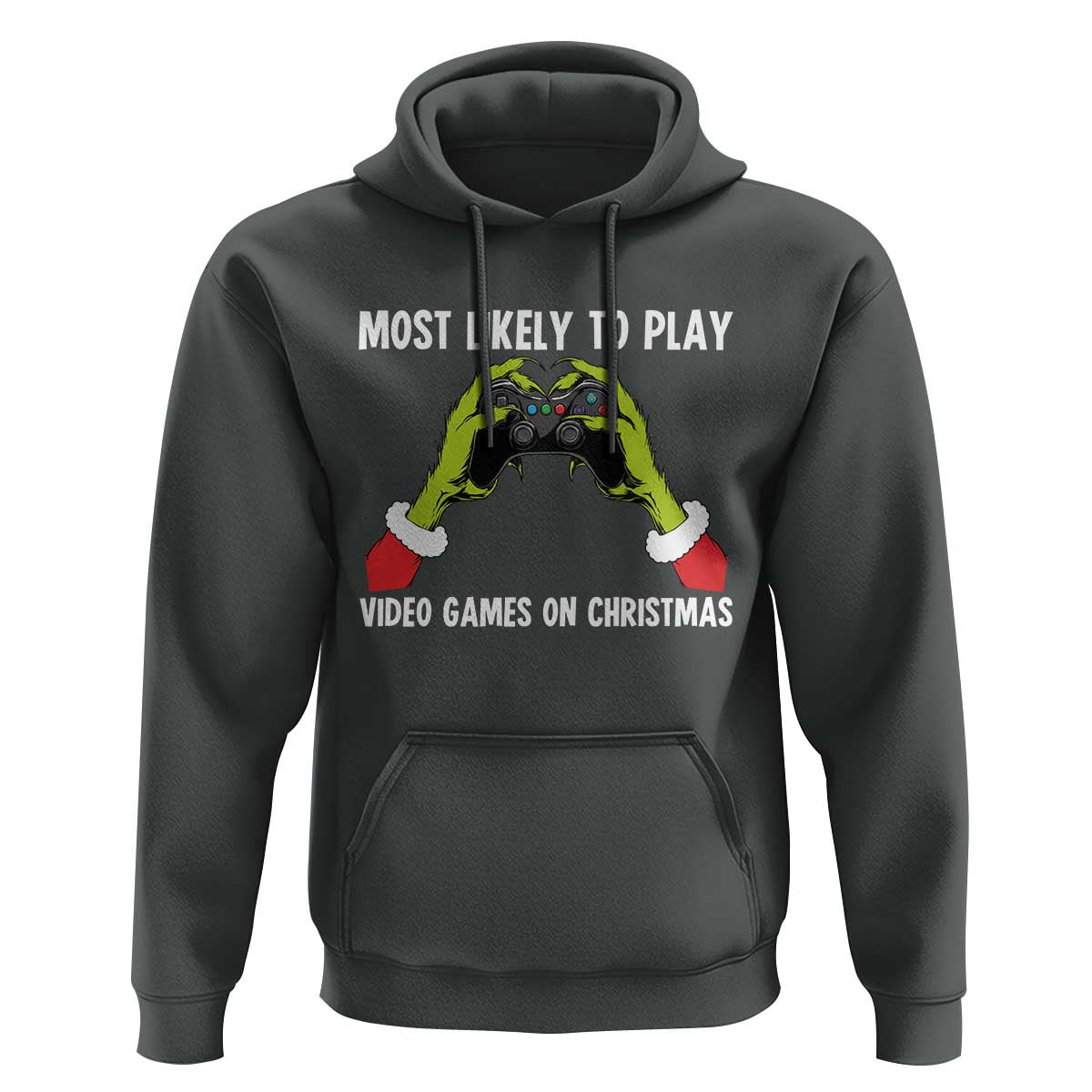 Funny Elf Hand Christmas Hoodie Most Likely To Play Video Games On Christmas - Wonder Print Shop