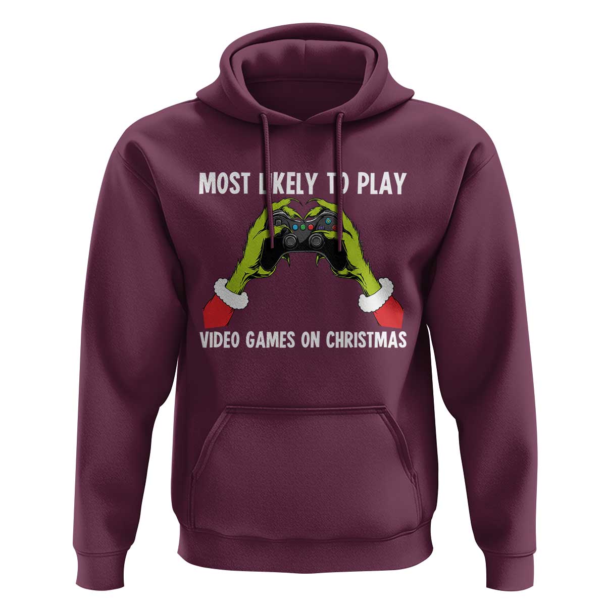 Funny Elf Hand Christmas Hoodie Most Likely To Play Video Games On Christmas - Wonder Print Shop