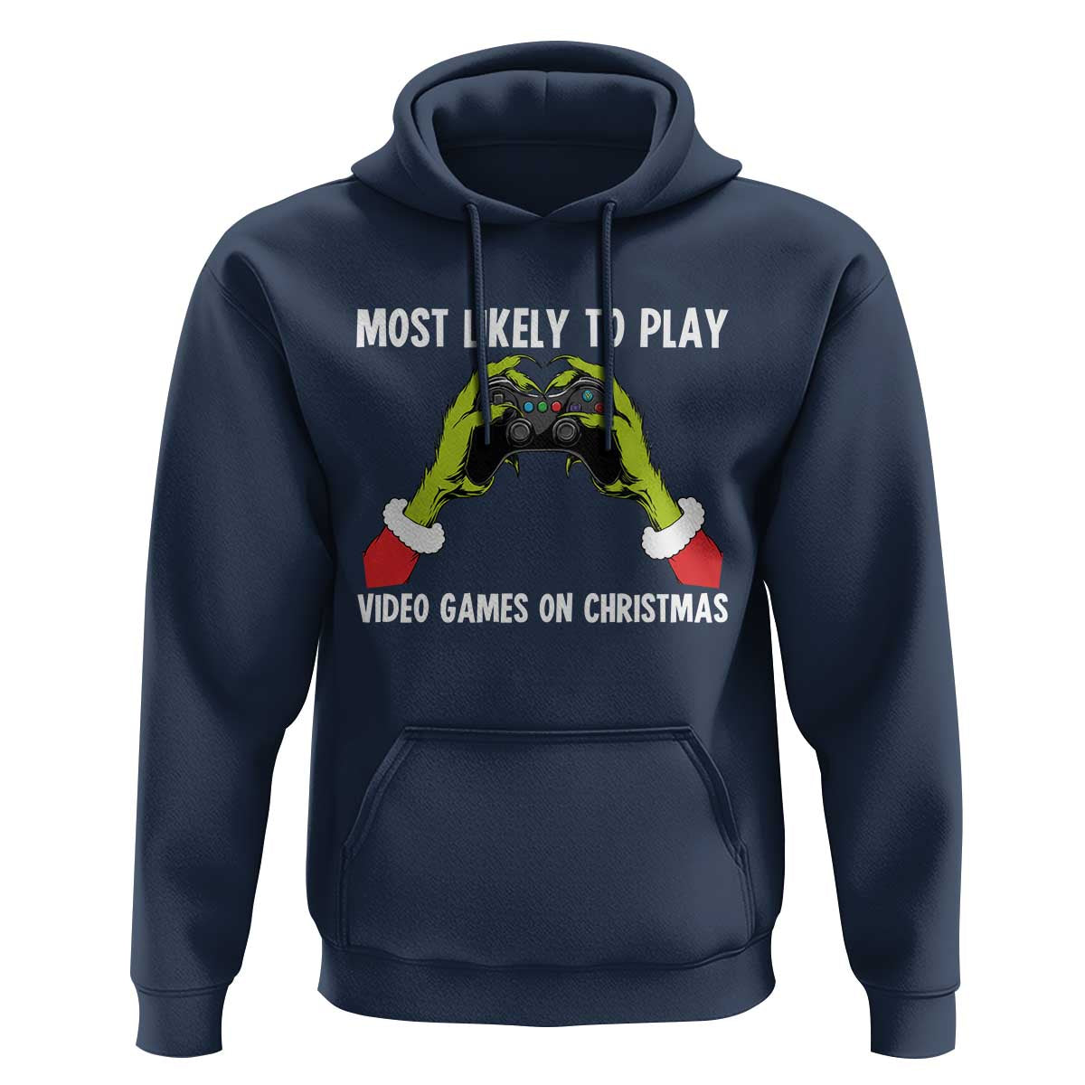 Funny Elf Hand Christmas Hoodie Most Likely To Play Video Games On Christmas - Wonder Print Shop