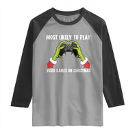 Funny Elf Hand Christmas Raglan Shirt Most Likely To Play Video Games On Christmas - Wonder Print Shop