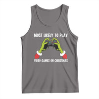 Funny Elf Hand Christmas Tank Top Most Likely To Play Video Games On Christmas - Wonder Print Shop