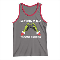 Funny Elf Hand Christmas Tank Top Most Likely To Play Video Games On Christmas - Wonder Print Shop