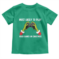 Funny Elf Hand Christmas Toddler T Shirt Most Likely To Play Video Games On Christmas - Wonder Print Shop