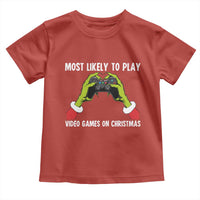Funny Elf Hand Christmas Toddler T Shirt Most Likely To Play Video Games On Christmas - Wonder Print Shop