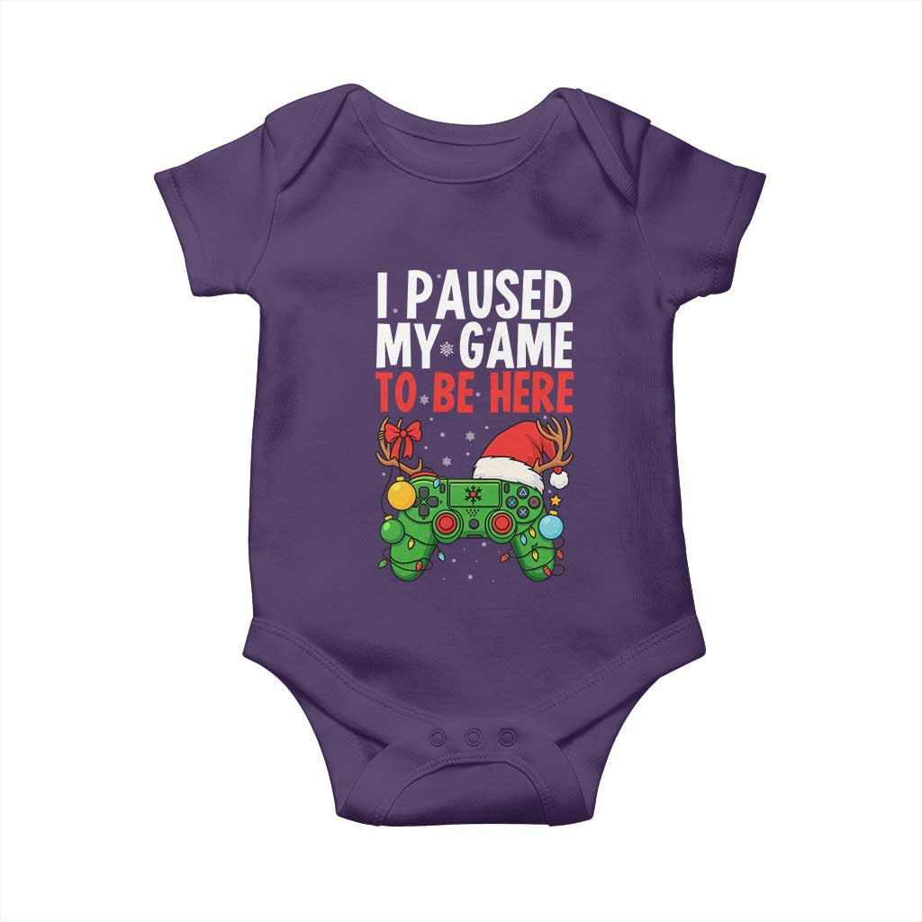Funny Gaming Christmas Baby Onesie I Paused My Game To Be Here - Wonder Print Shop