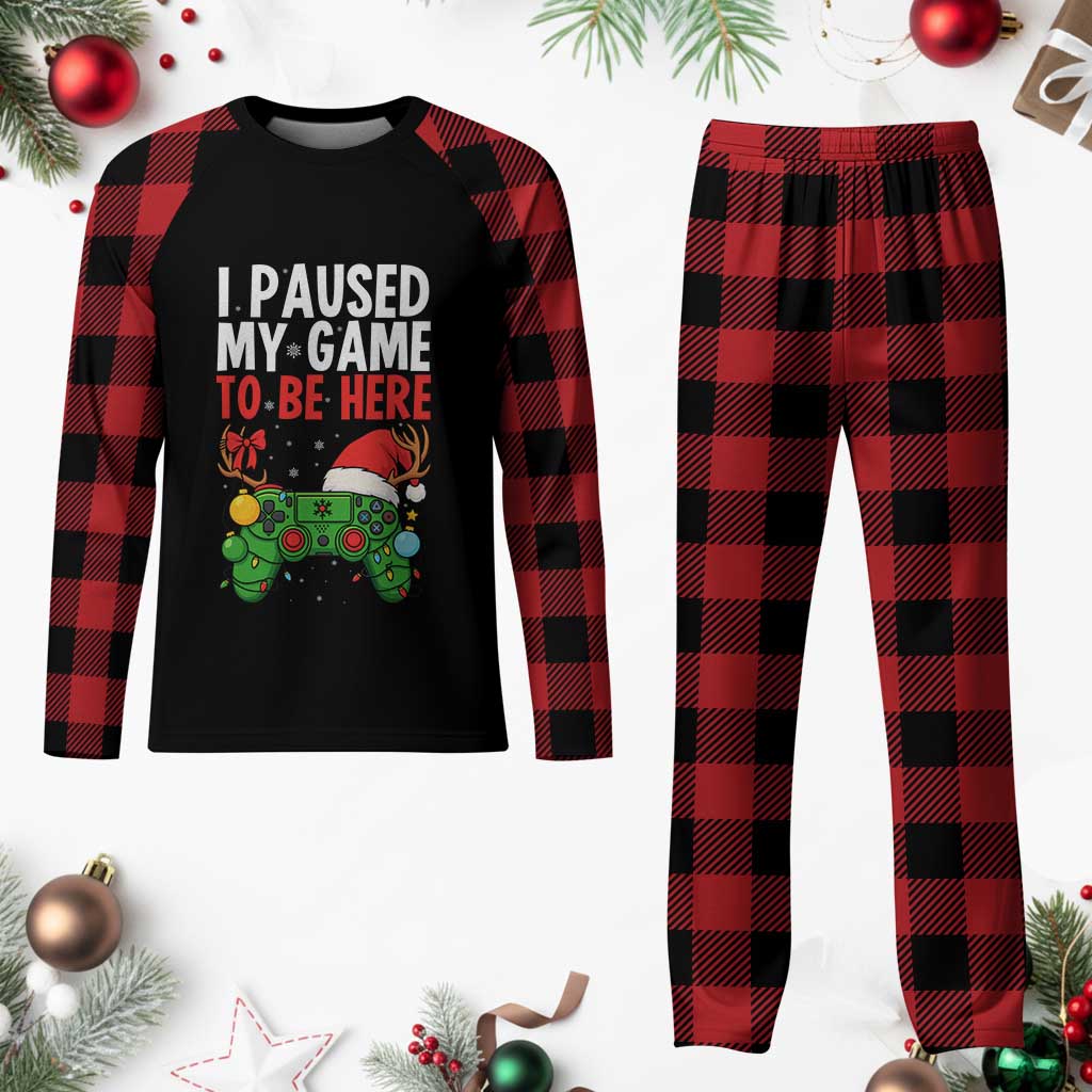 Funny Gaming Christmas Plaid Pajama Set I Paused My Game To Be Here - Wonder Print Shop