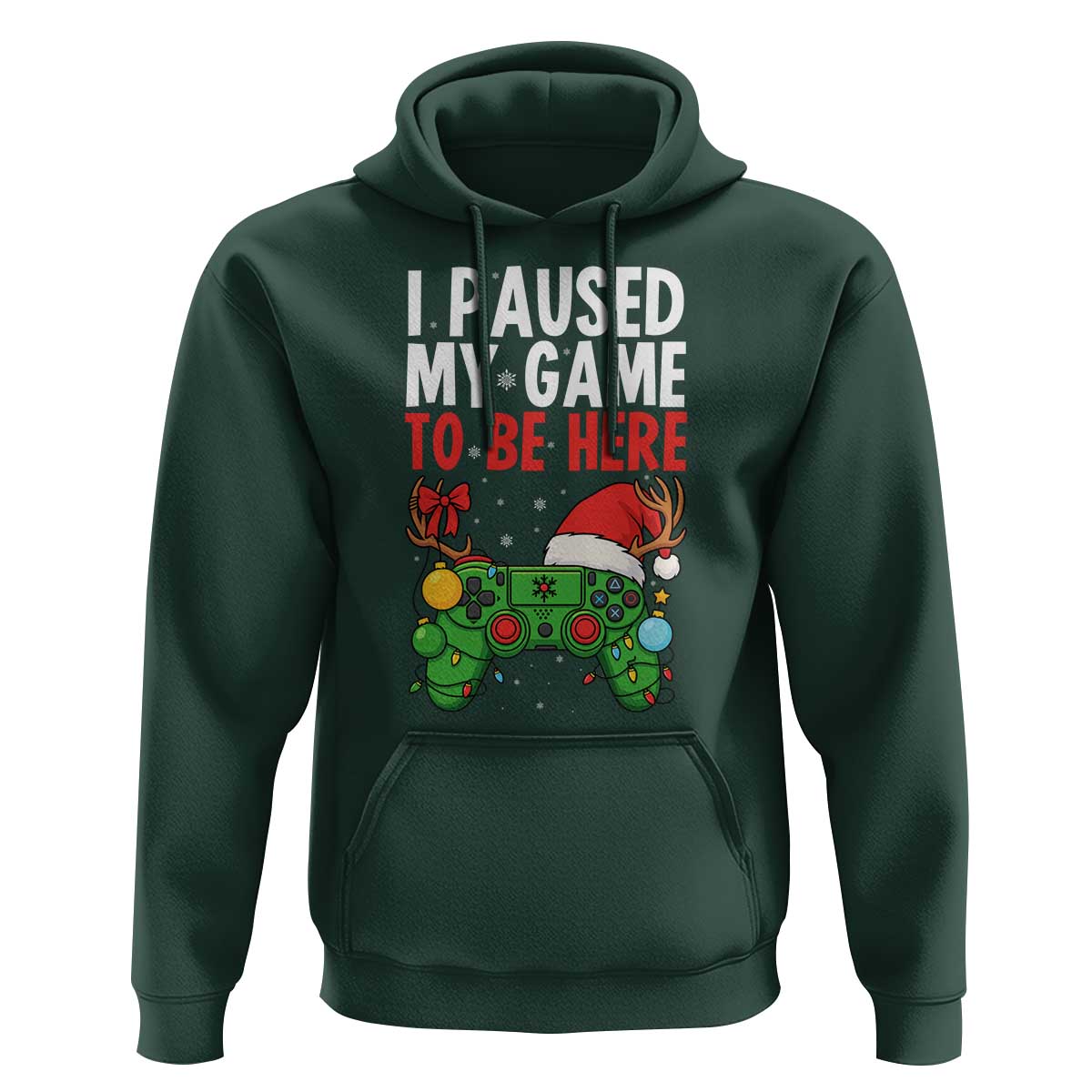 Funny Gaming Christmas Hoodie I Paused My Game To Be Here - Wonder Print Shop