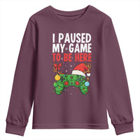 Funny Gaming Christmas Youth Sweatshirt I Paused My Game To Be Here - Wonder Print Shop