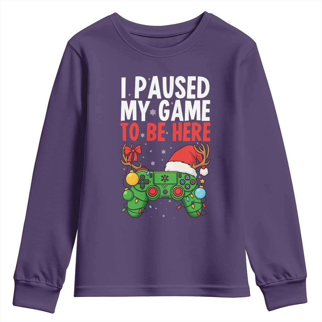 Funny Gaming Christmas Youth Sweatshirt I Paused My Game To Be Here - Wonder Print Shop