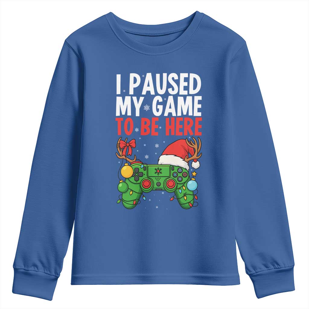 Funny Gaming Christmas Youth Sweatshirt I Paused My Game To Be Here - Wonder Print Shop