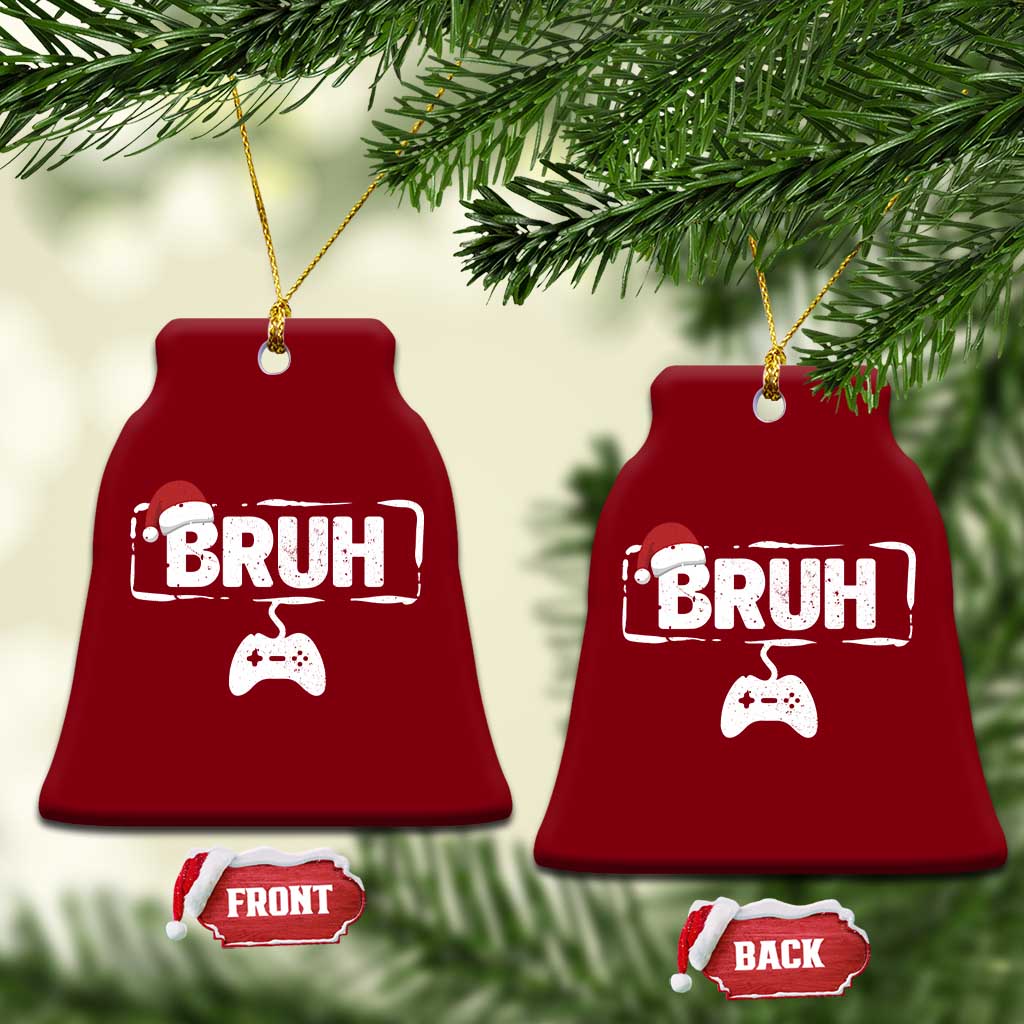 Funny Gaming Christmas Ceramic Ornament Gamer Bruh Video Game - Wonder Print Shop