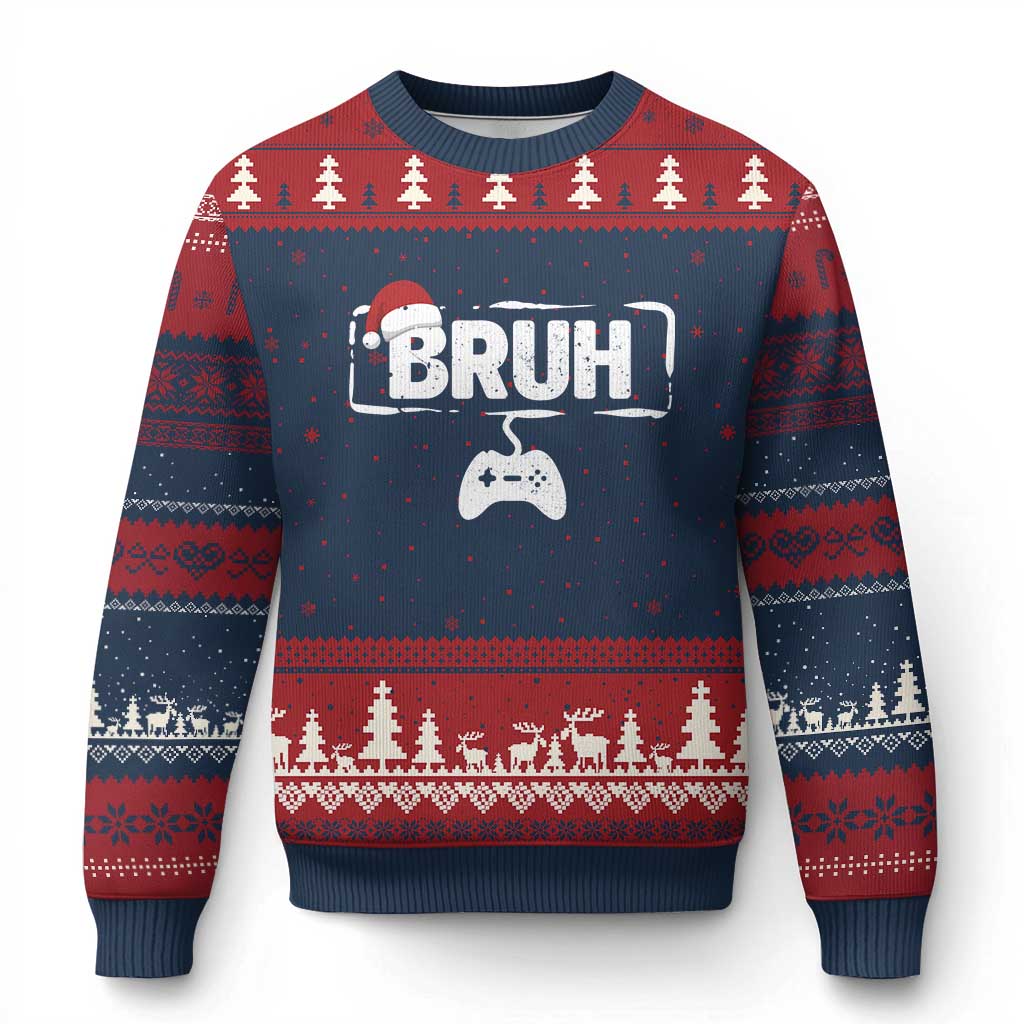 Funny Gaming Xmas Ugly Christmas Sweater Gamer Bruh Video Game - Wonder Print Shop