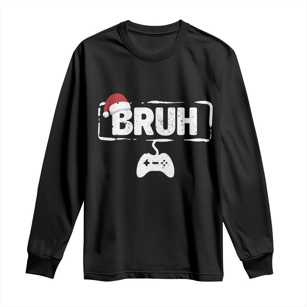 Funny Gaming Christmas Long Sleeve Shirt Gamer Bruh Video Game - Wonder Print Shop