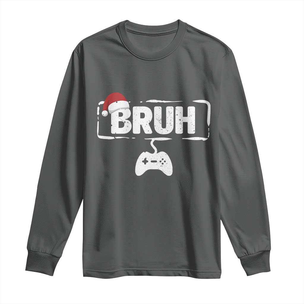 Funny Gaming Christmas Long Sleeve Shirt Gamer Bruh Video Game - Wonder Print Shop