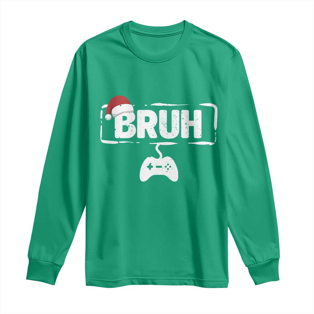 Funny Gaming Christmas Long Sleeve Shirt Gamer Bruh Video Game - Wonder Print Shop