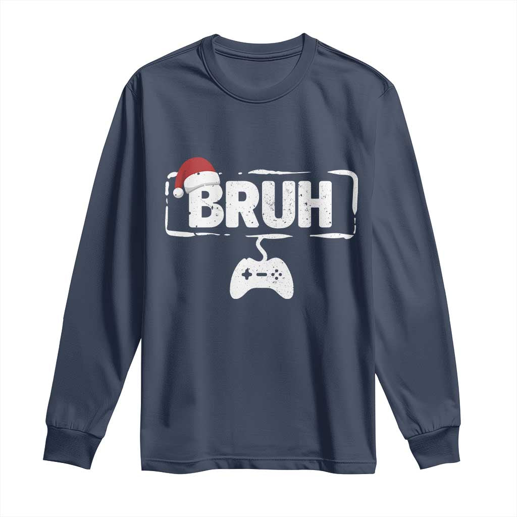 Funny Gaming Christmas Long Sleeve Shirt Gamer Bruh Video Game - Wonder Print Shop