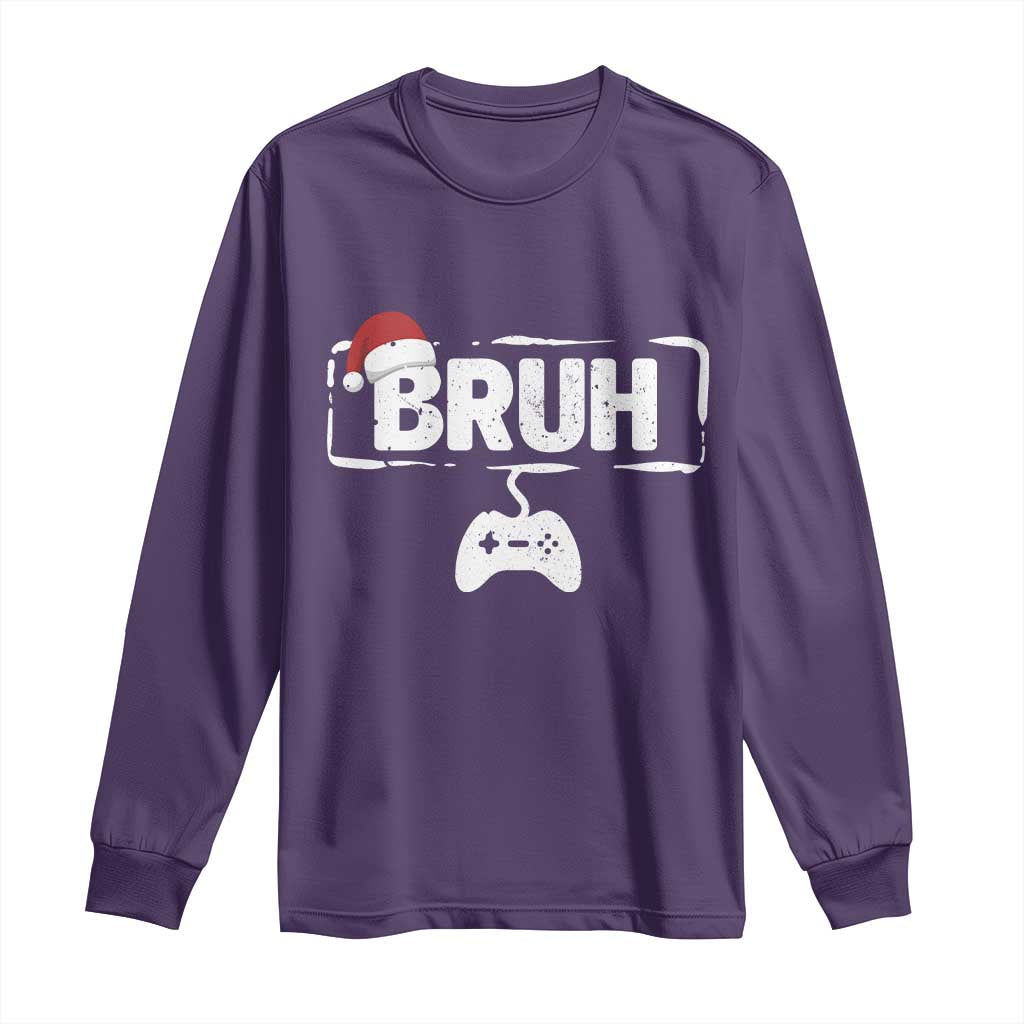 Funny Gaming Christmas Long Sleeve Shirt Gamer Bruh Video Game - Wonder Print Shop