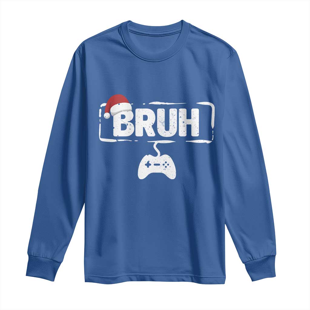 Funny Gaming Christmas Long Sleeve Shirt Gamer Bruh Video Game - Wonder Print Shop