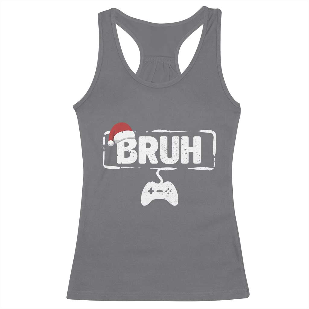 Funny Gaming Christmas Racerback Tank Top Gamer Bruh Video Game - Wonder Print Shop
