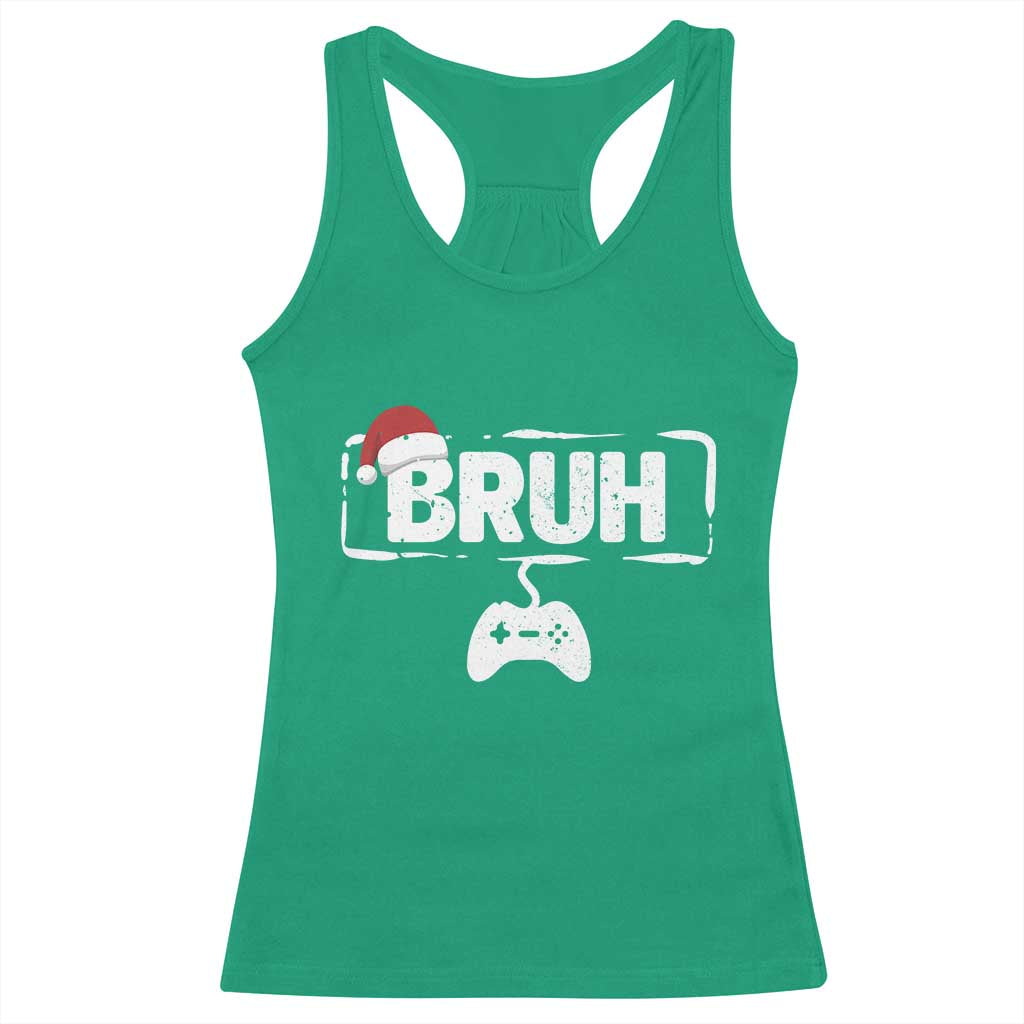 Funny Gaming Christmas Racerback Tank Top Gamer Bruh Video Game - Wonder Print Shop