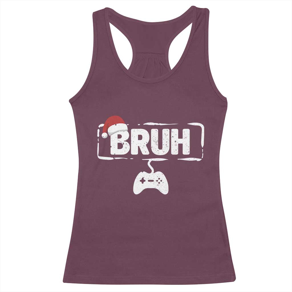 Funny Gaming Christmas Racerback Tank Top Gamer Bruh Video Game - Wonder Print Shop