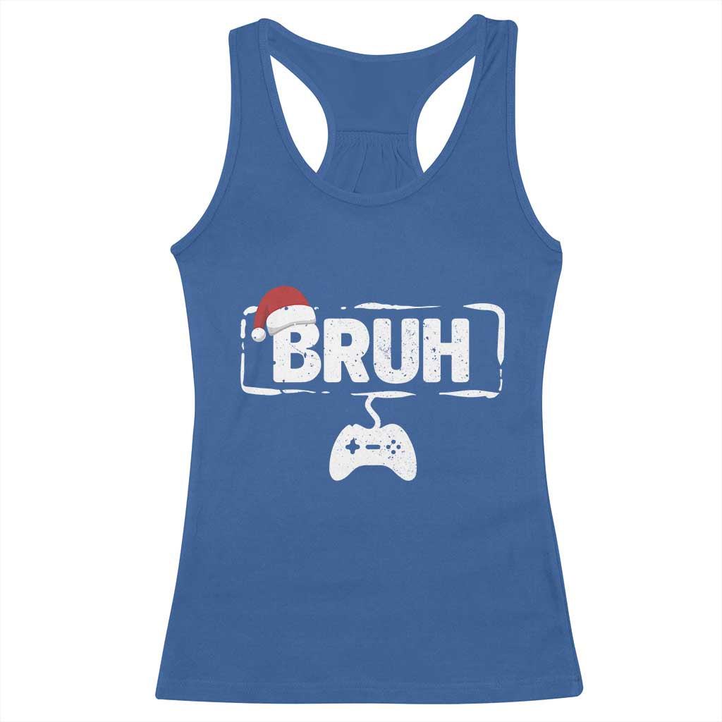 Funny Gaming Christmas Racerback Tank Top Gamer Bruh Video Game - Wonder Print Shop
