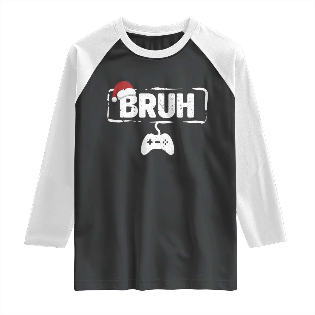 Funny Gaming Christmas Raglan Shirt Gamer Bruh Video Game - Wonder Print Shop